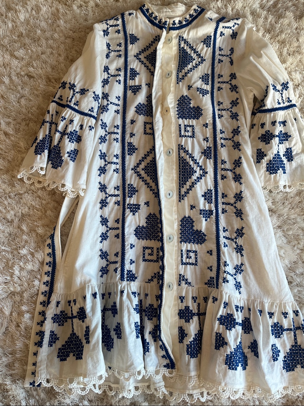 FARM Rio Cross-Stitch Blue and White Dress - Picture 9 of 16